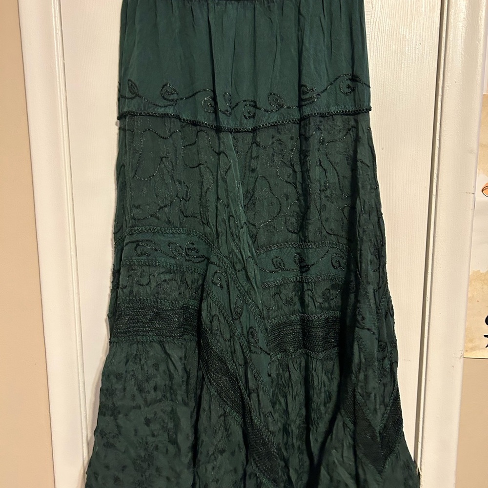 Adiva Green Smocked Tiered Maxi Skirt - Picture 2 of 3